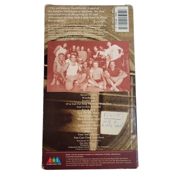 James Taylor Squibnocket VHS Video Tape Concert Columbia Music 1993 - Picture 2 of 5